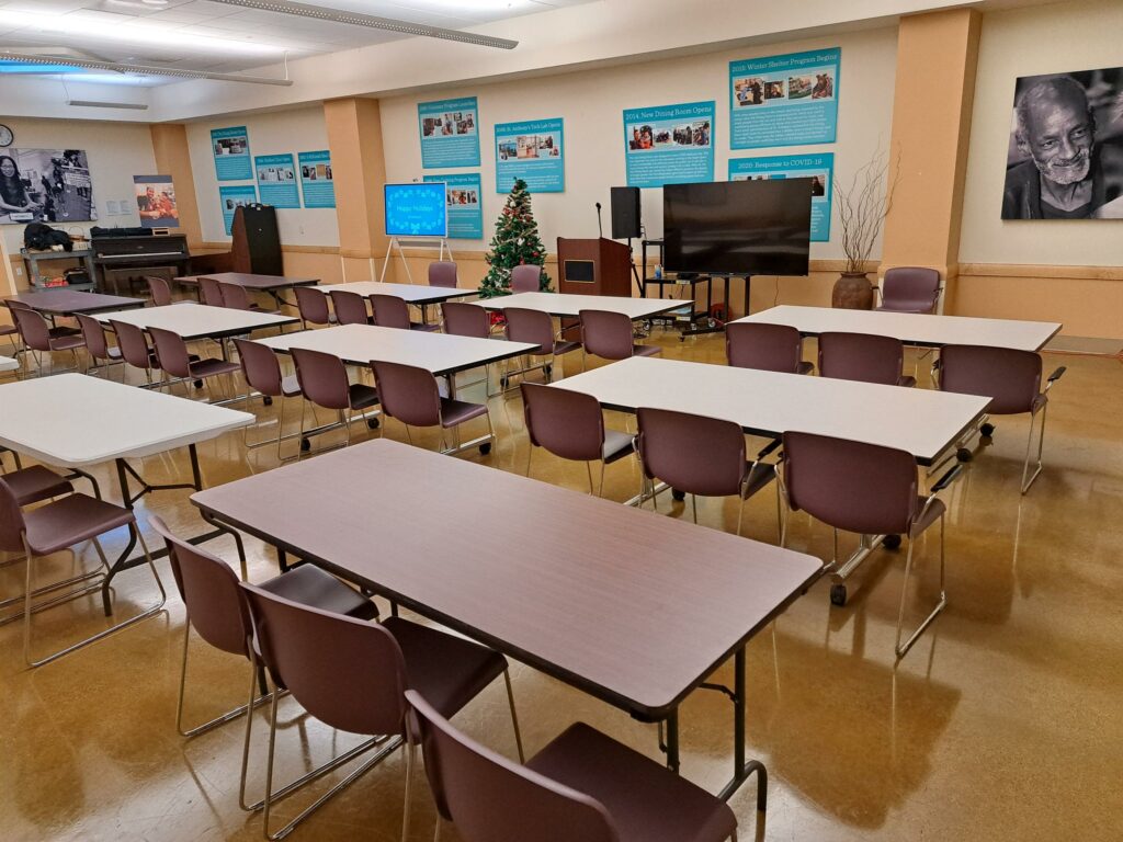 The Poverello room set up as a classroom