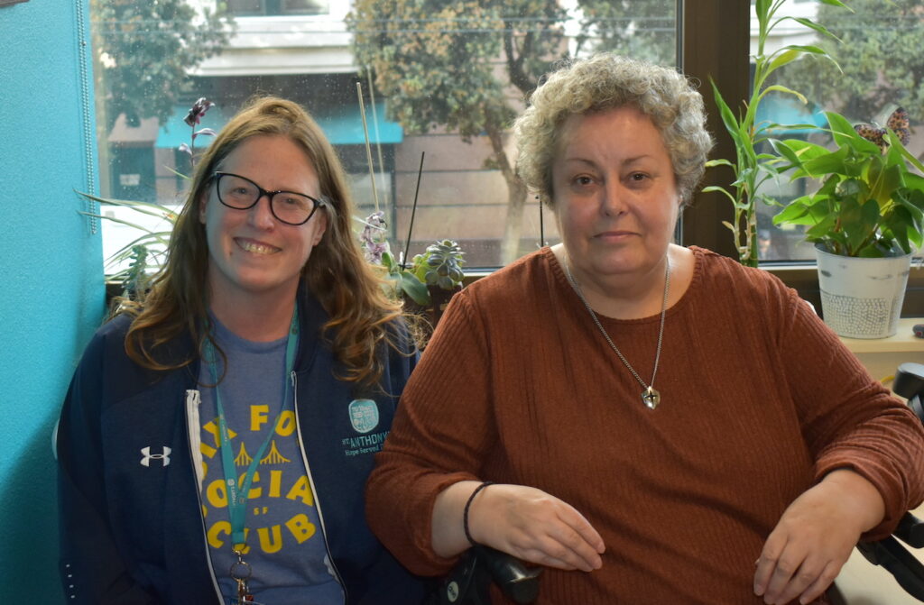 Maria and Marie (Community Case Manager at St. Anthony's Resource Center) pose for the camera