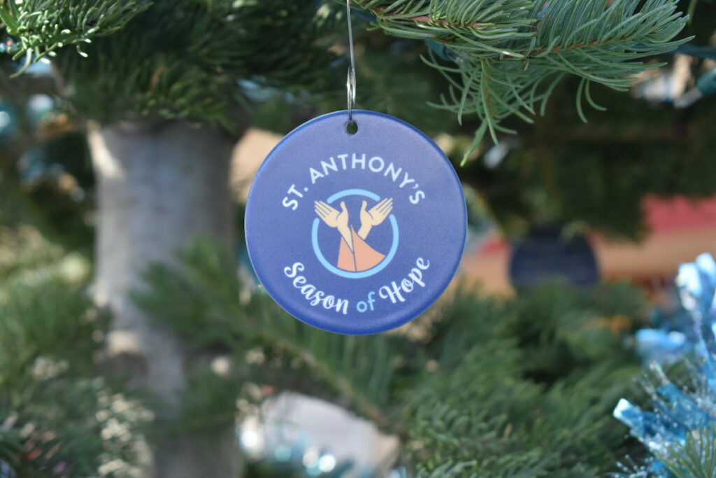 St. Anthony's Season of Hope ornament hangs on the tree
