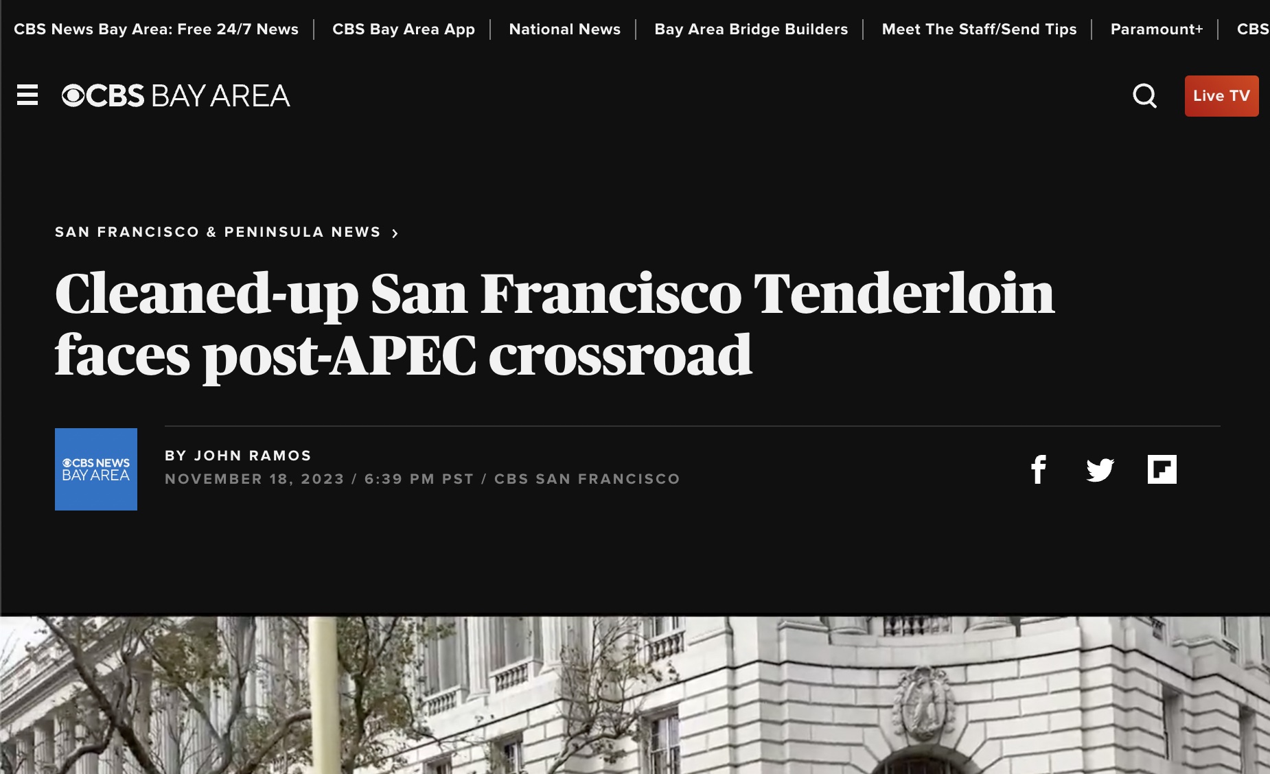 CBS News: Cleaned-up San Francisco Tenderloin faces post-APEC crossroad
