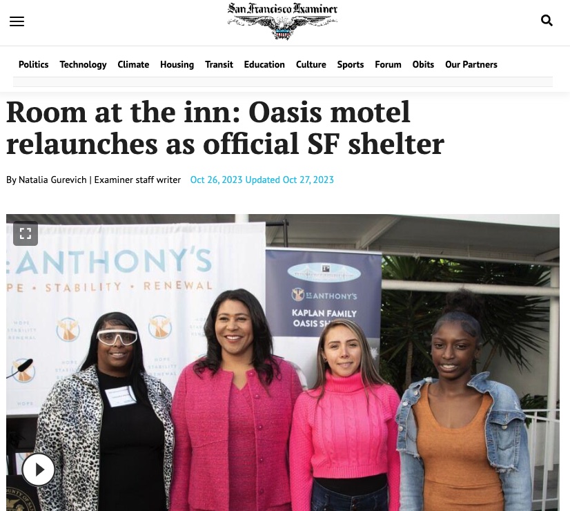 SF Examiner: Room at the inn: Oasis motel relaunches as official SF shelter