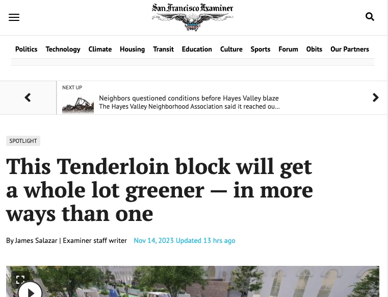 SF Examiner: This Tenderloin block will get a whole lot greener — in more ways than one