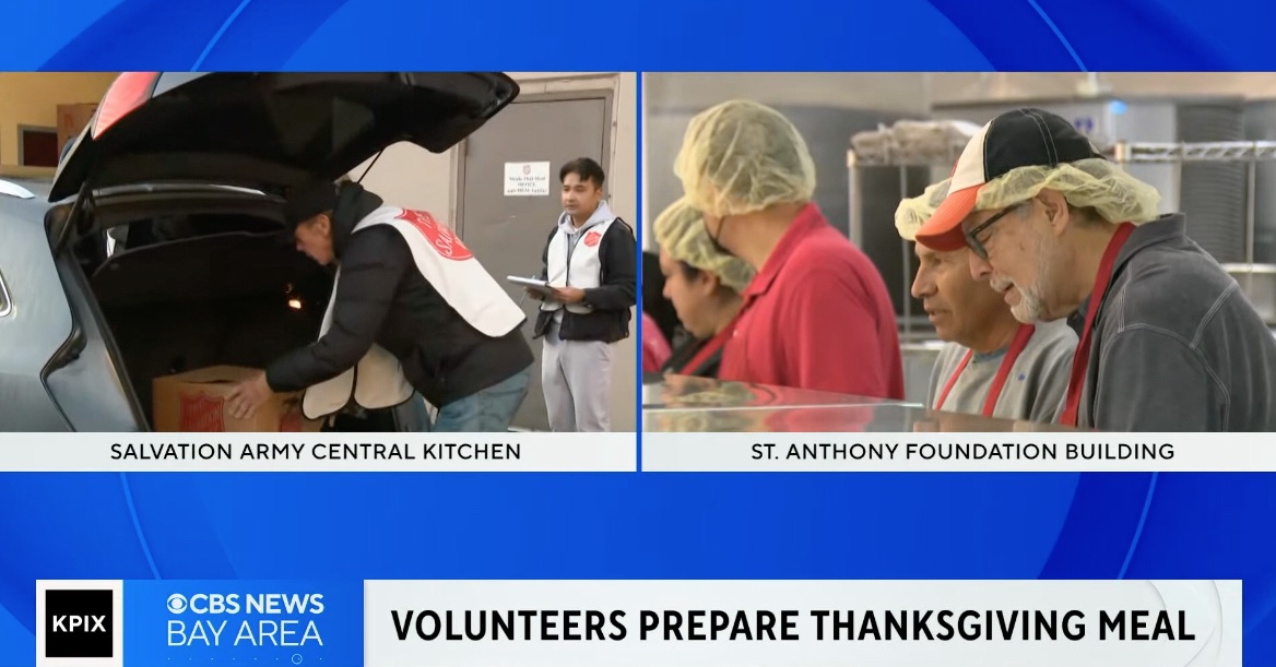 CBS News Bay Area: St. Anthony’s serves 3,000 Thanksgiving Meals