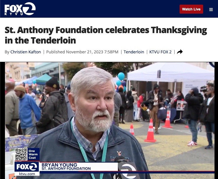 KTVU Fox 2 News: St. Anthony Foundation celebrates Thanksgiving in the Tenderloin