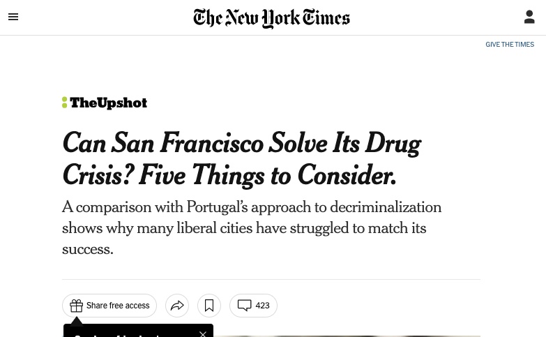 The New York Times: Can San Francisco Solve Its Drug Crisis? Five Things to Consider.