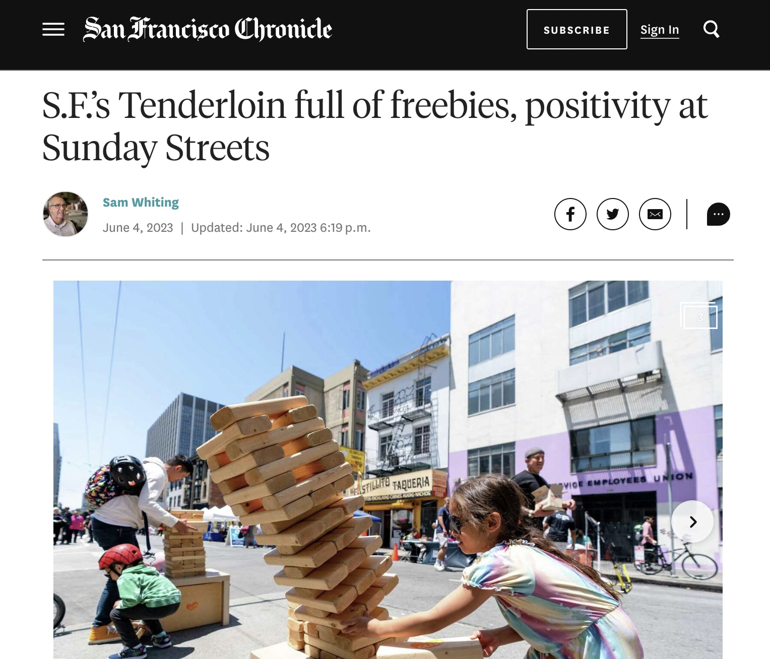 SF Chronicle: S.F.’s Tenderloin full of freebies, positivity at Sunday Streets