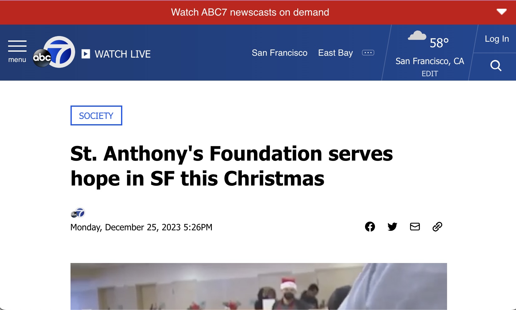 ABC 7 News: St. Anthony’s Foundation serves hope in SF this Christmas